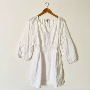 NWT Universal Thread White Eyelet Dress Puff Sleeve Elastic Waist Size M
